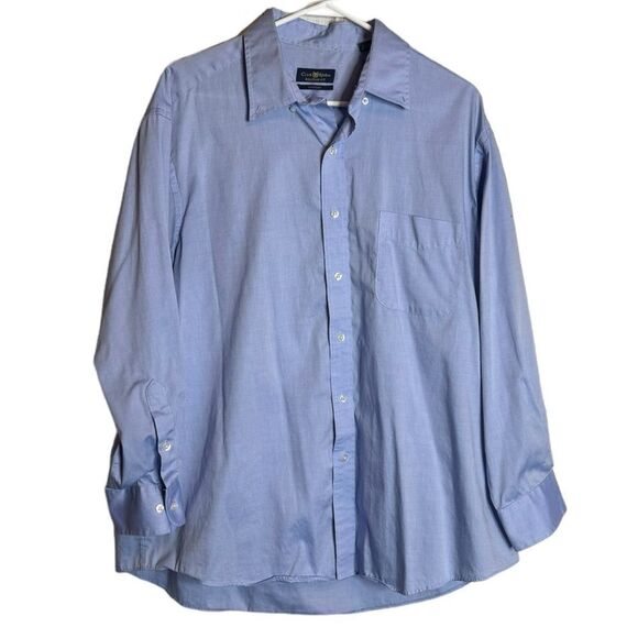 Club Room Pinpoint Regular Fit Blue Dress Shirt size 17.5 - Picture 1 of 5